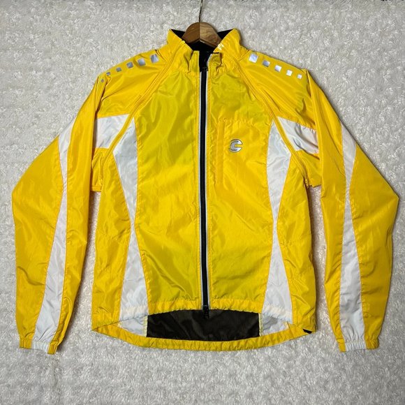 Cannondale Yellow White Cycling Biking Windbreaker Jacket Size Small - Picture 1 of 9